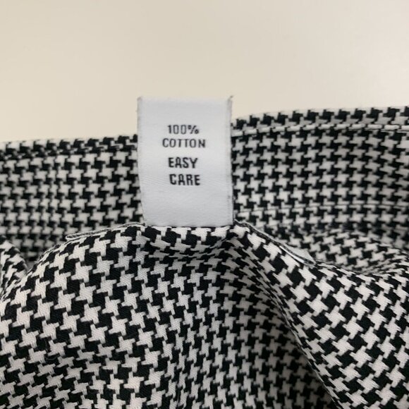 Bar III Size Large Button Up Shirt Houndstooth Black White Slim Fit Stretch Top - Picture 4 of 5
